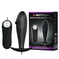 Silikonowy Korek Analny z Wibracją w Kształcie Penisa - Pretty Love