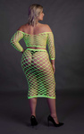 Neonowy Komplet Ouch! 834 Green UV Siateczka Top i Długa Spódnica!
