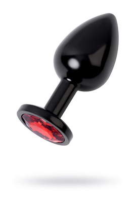Black Anal Plug Red Cristal – czarny aluminiowy korek analny z kryształem