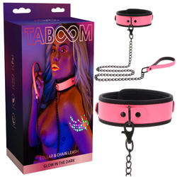 Smycz z Obrożą BDSM Świecąca w Ciemności TABOOM 17204 – LEASH!