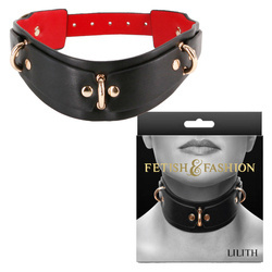 Obroża BDSM Lilith Szeroka 4.5cm Czarno-Czerwona Nity!