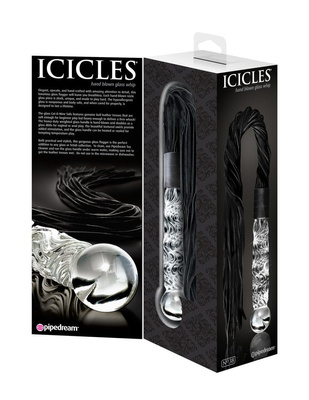 Icicles No 38 Dildo Szklane z Batem Hand Blown Massager Pipedream