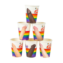 Cockups - Komplet 6 Papierowych Kubeczków z Nadrukowanymi Penisami