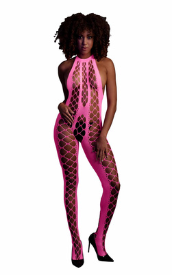 Neonowy Bodystocking Ouch! 835 Pink UV Siateczka Druga Skóra!
