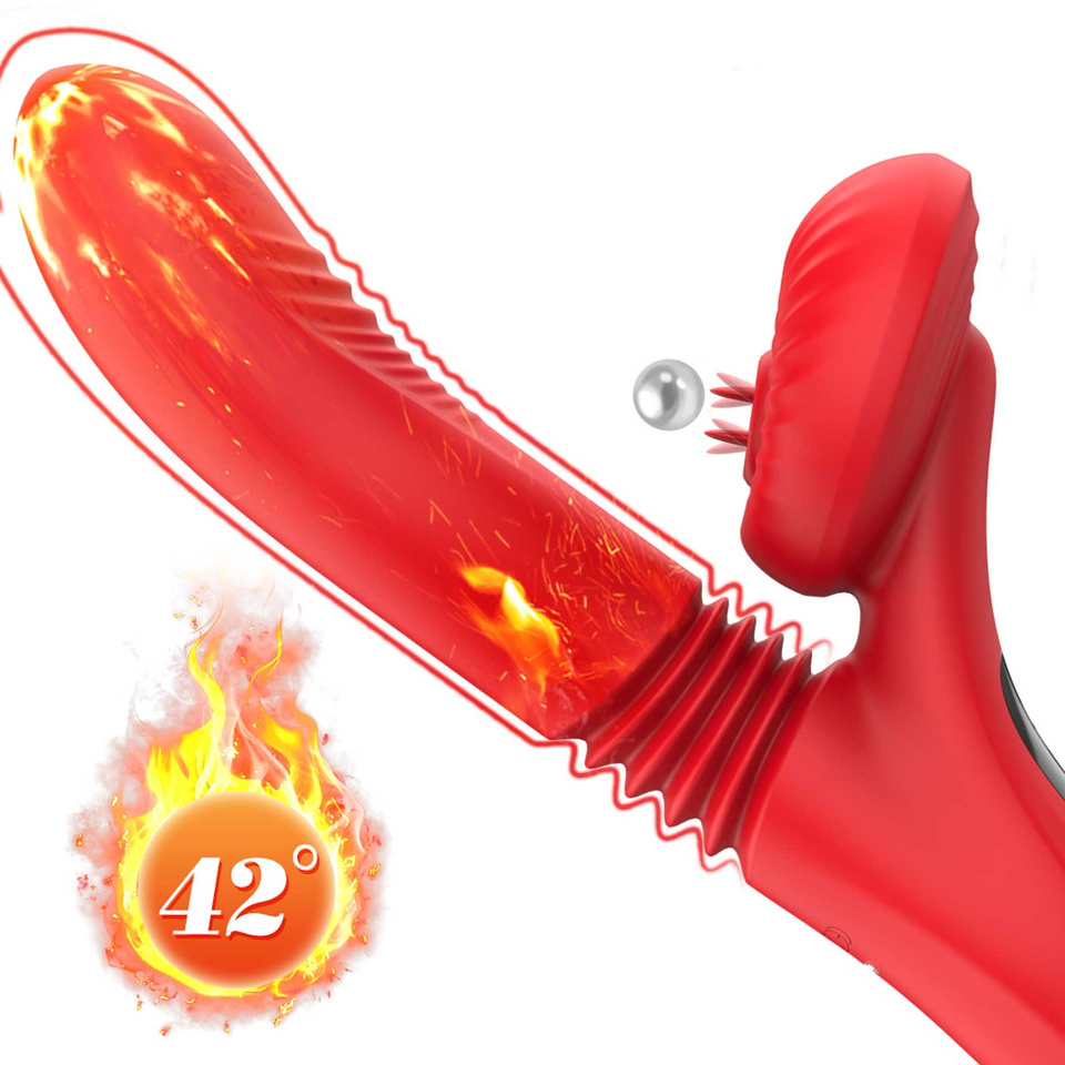 Silicone Vibrator 7 Powerful Modes Red – Wibrator Z Funkcją Podgrzewania