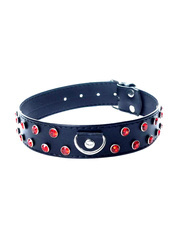 Ekskluzywna Obroża z Czerwonymi Kryształkami - Fetish Boss Series