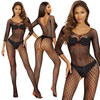 Siateczkowy kombinezon Bodystocking 2048 SoftLine w kratkę, otwarty krok