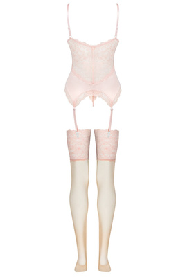Gorset Persinne Emporio LivCo Corsetti – Luksusowy 3-częściowy Zestaw Pudrowy Róż