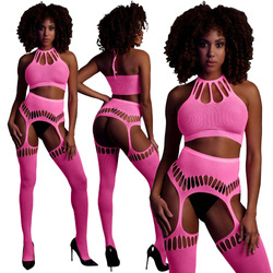 Neonowy Komplet Rajstopy Top Ouch! 838 Pink UV Dwuczęściowy!