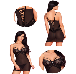 Czarna Koszulka Eiram LivCo Corsetti – Sznurowanie, Koronka i Stringi S/M, L/XL!