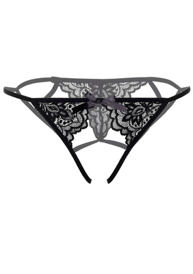 Czarne Otwarte Stringi Daring Inez Strappy Crotchless Bikini Black 