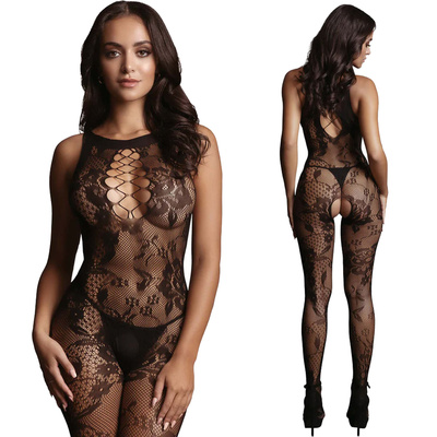 Bodystocking Koronkowy z kwiatowym wzorem i otwartym krokiem Le Désir – 23