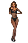 Bodystocking 2061 SoftLine Black Sexy Siateczkowa Bielizna z Głębokim Dekoltem 