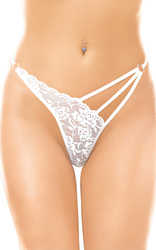 Białe Stringi Damskie z Paskami SoftLine 2271