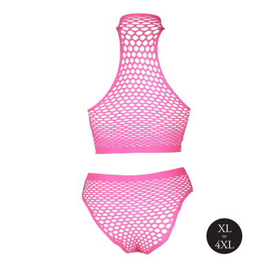 Kabaretkowy Komplet Ouch! 833 Pink NEON UV Top i Figi 2cz.