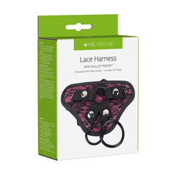 Koronkowa uprząż erotyczna strap-on w kolorze różowym – Lace Harness