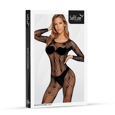 Zmysłowa siateczkowa bielizna z długim rękawem SoftLine 2037 Bodystocking