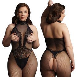 Bodystocking PLUS SIZE Le Desir koronka i siateczka gustowny półgolf 26