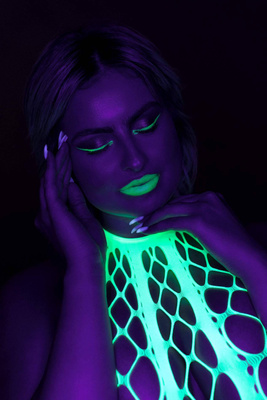 Neonowy Bodystocking Ouch! 835 Green UV Siateczka Druga Skóra!