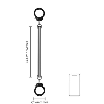 Drążek Rozporowy BDSM z Kajdankami Silver 35,4 cm Ouch! Spreader Bar