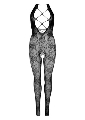 Otwarty Sexy Czarny Bodystocking Floral Halter Daring Intimates Koronkowy Zmysłowy