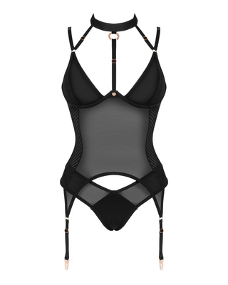 Zestaw Brasica Obsessive – Gorset z Chokerem i Figi, Różowe Złoto