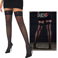 Pończochy samonośne Satin Touch 20D z koronką i silikonem – Daring