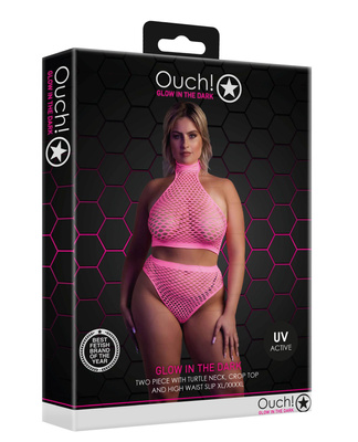 Kabaretkowy Komplet Ouch! 833 Pink NEON UV Top i Figi 2cz.