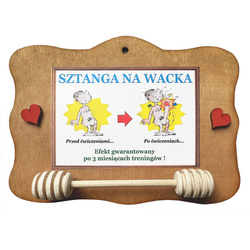 Sztanga na Wacka - Drewniana ramka z humorem, prezent z jajem
