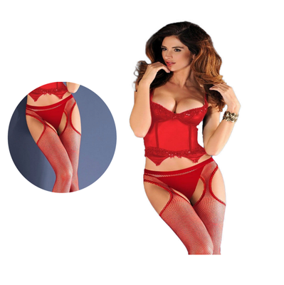 Czerwone Rajstopy Kabaretki Strip Panty 151 Gabriella Erotica!