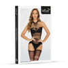 Bodystocking 2062 SoftLine Black Sexy Siatkowy Kostium z Paskami i Efektem Pończoch