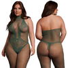 Body Zielone Le Desir PLUS SIZE z półgolfem koronkowe wstawki Bodystocking 26