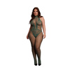 Body Zielone Le Desir PLUS SIZE z półgolfem koronkowe wstawki Bodystocking 26