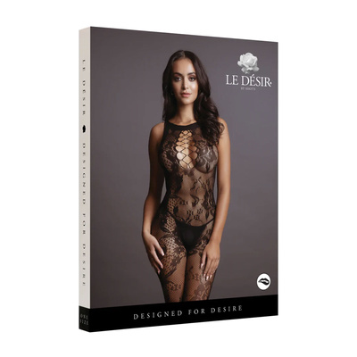 Bodystocking Koronkowy z kwiatowym wzorem i otwartym krokiem Le Désir – 23