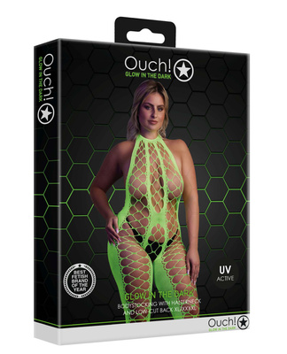 Neonowy Bodystocking Ouch! 835 Green UV Siateczka Druga Skóra!