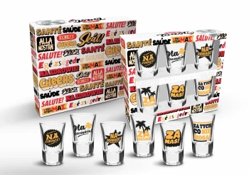 Kieliszki „Toasty” – Zestaw Imprezowy z Hasłami do Wznoszenia Toastów