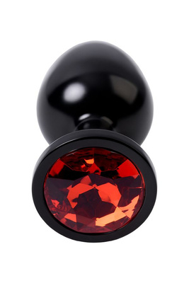 Black Anal Plug Red Cristal – czarny aluminiowy korek analny z kryształem