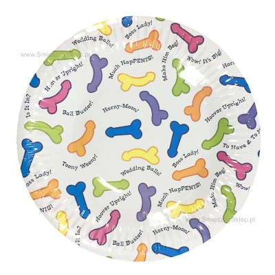 Talerze z Penisem na Wieczór Panieński – Zabawny Zestaw 6 szt. Imprezowe Talerzyki Papierowe 18 cm