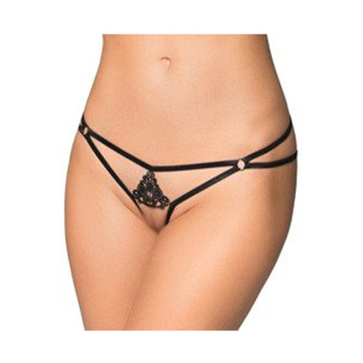 Minimalistyczne Stringi z Wycięciem w Kroku SoftLine 2477 - Czarne