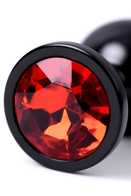Black Anal Plug Red Cristal – czarny aluminiowy korek analny z kryształem