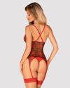 Zestaw Jollymore Obsessive – Świąteczny Gorset i Stringi, Ognista Czerwień