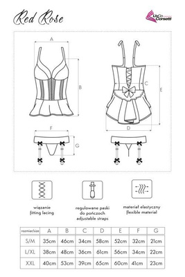 Gorset Red Rose Livco Corsetti – Kuszący Komplet z Pasem i Wiązaniem