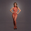 Bodystocking czerwony Le Desir 26 siateczka i koronka z półgolfem otwarty krok