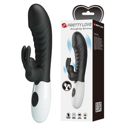 Wibrator silikonowy 20 cm, Pretty Love Naughty Bunny Black