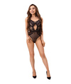 SEXY Body Paula LivCo Corsetti Czarne Zmysłowe Body z Koronką i Prześwitującą Siateczką