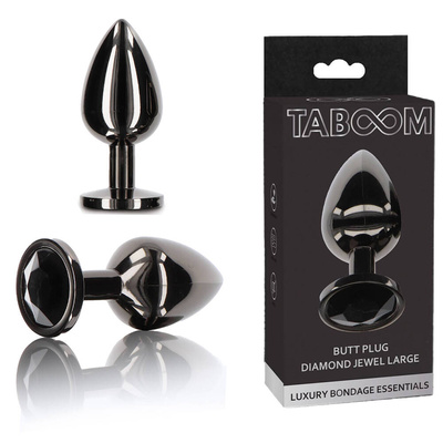 Ekskluzywny Korek Analny Duży z Czarnym Kryształem Large TABOOM 17118 Plug Metalowy
