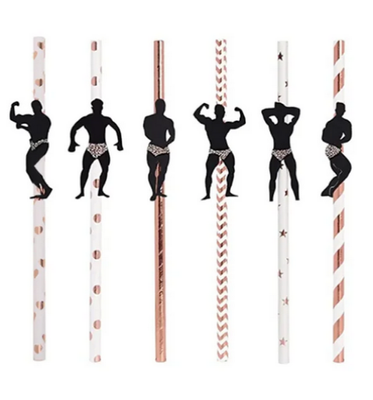 Słomki z Tancerzami – Różowe Złoto, Gadżet na Wieczór Panieński 6 szt.