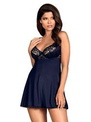 Granatowa Babydoll i Stringi - Obsessive Drimera