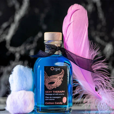 ORGIE Sexy Therapy COTTON CANDY 100ml – Zestaw do Masażu, Żel Wata Cukrowa, Piórko!