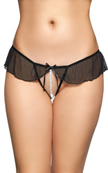 Zdobione Czarne Stringi Damskie - Soft Line 2501